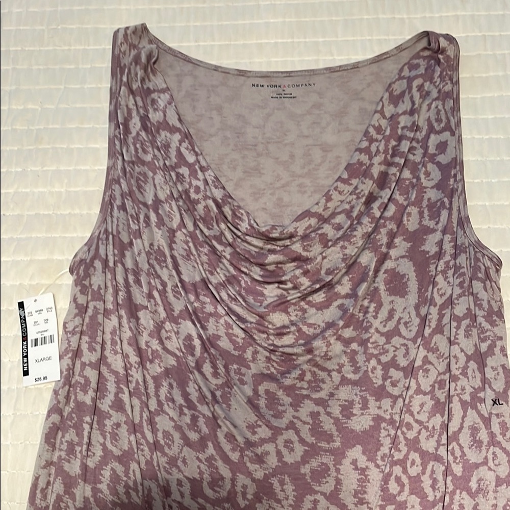 New York & Company Mauve Patterned Tank Top NWT - Picture 7 of 9